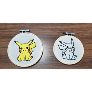 Custom Fan Made Embroidered Pokemon Pikachu Home Decor Ornament Accent Bundle x2